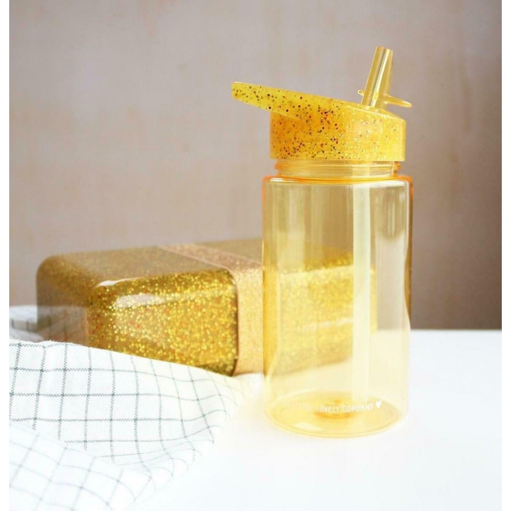 A Little Lovely Company Παγούρι Νερού Drink bottle: Glitter - gold DBGLGO30